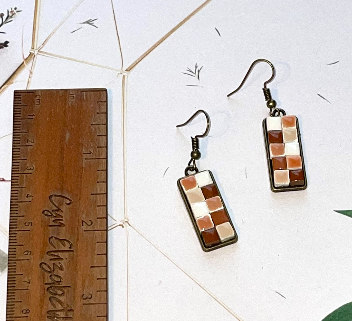 Neutral Mini Tile Earrings