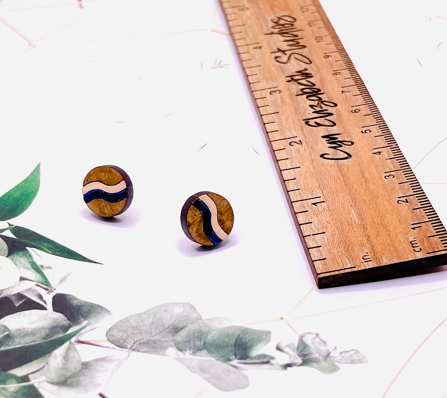Wave Stud Wooden Earrings