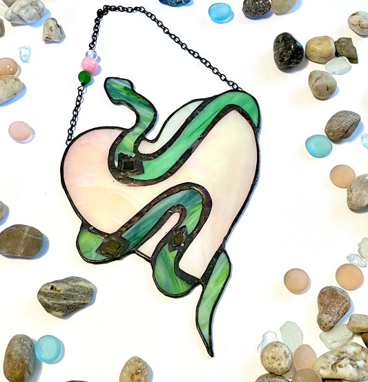 Stained Glass Heart with Snake