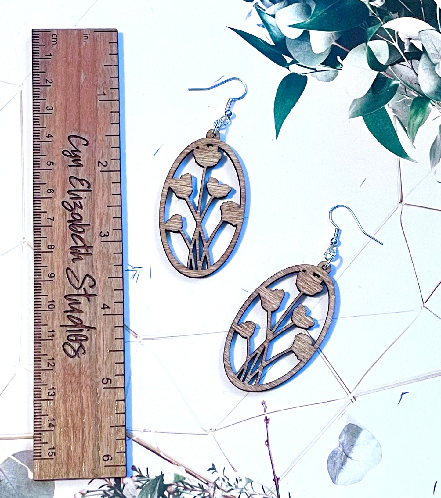 Floral Cutout Wood Earrings