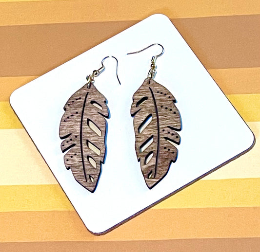 Feather Wood Earrings