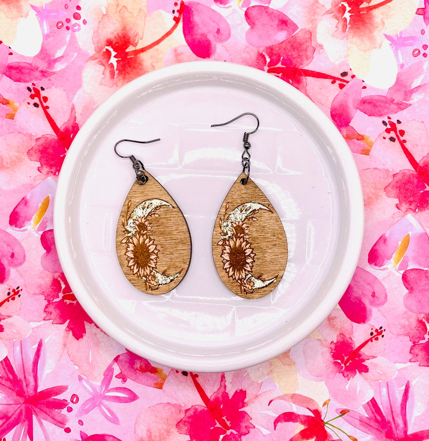 Moon Wooden Earrings