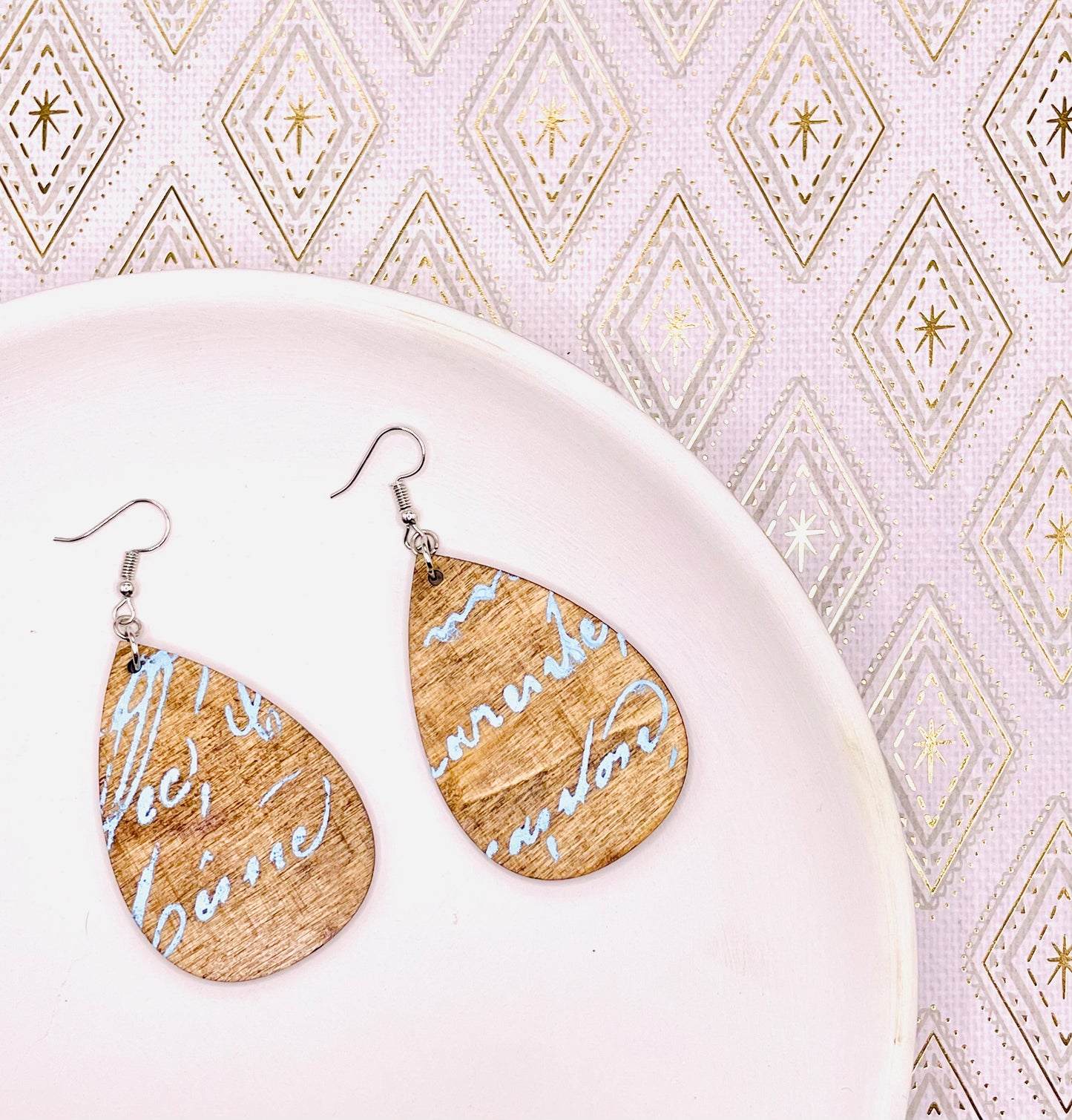 Screenprint Wooden Earrings