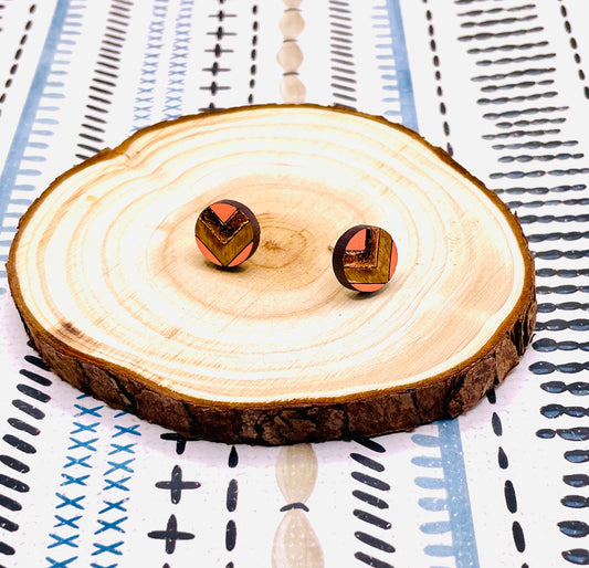 Chevron Wood Stud Earrings