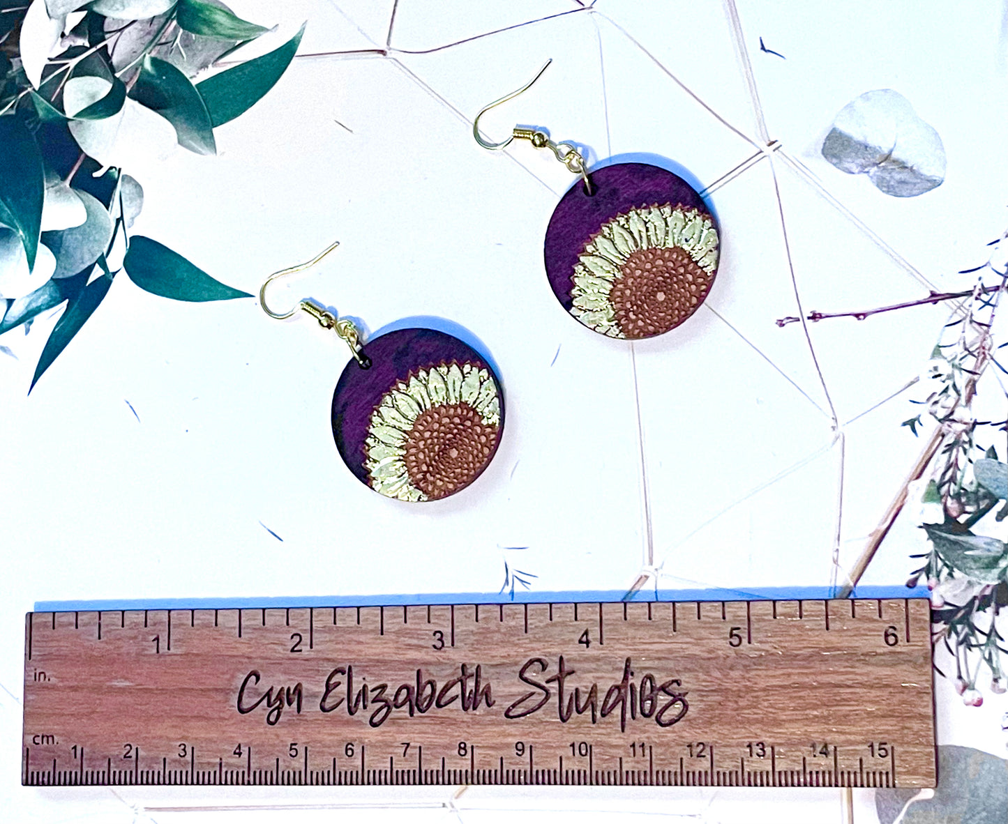 Sunflower Wood Earrings