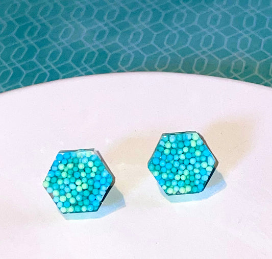 Hexagon Candy Sprinkle Stud Earrings