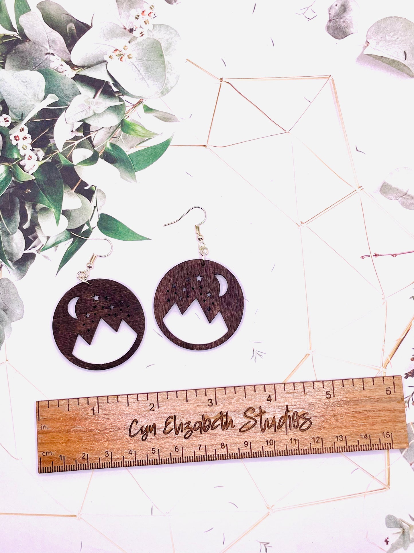 Night Sky Wooden Earrings