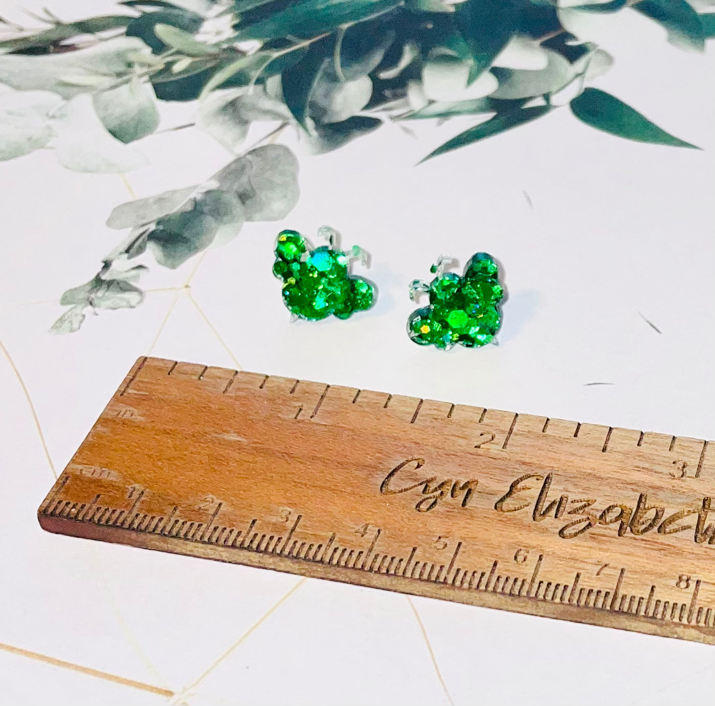 Green Bee Stud Earrings