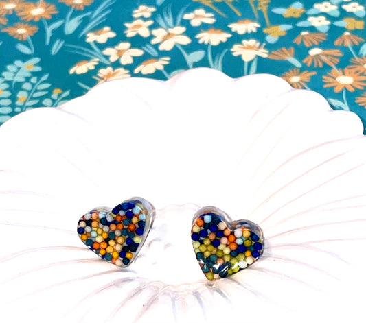 Heart Candy Sprinkle Stud Earrings