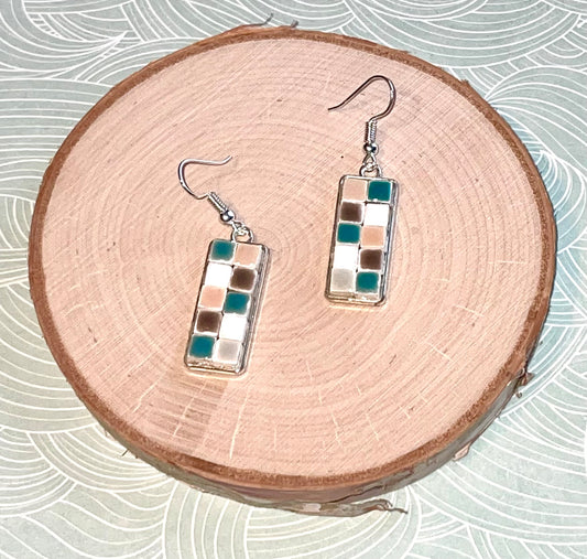 Teal Mini Tile Earrings