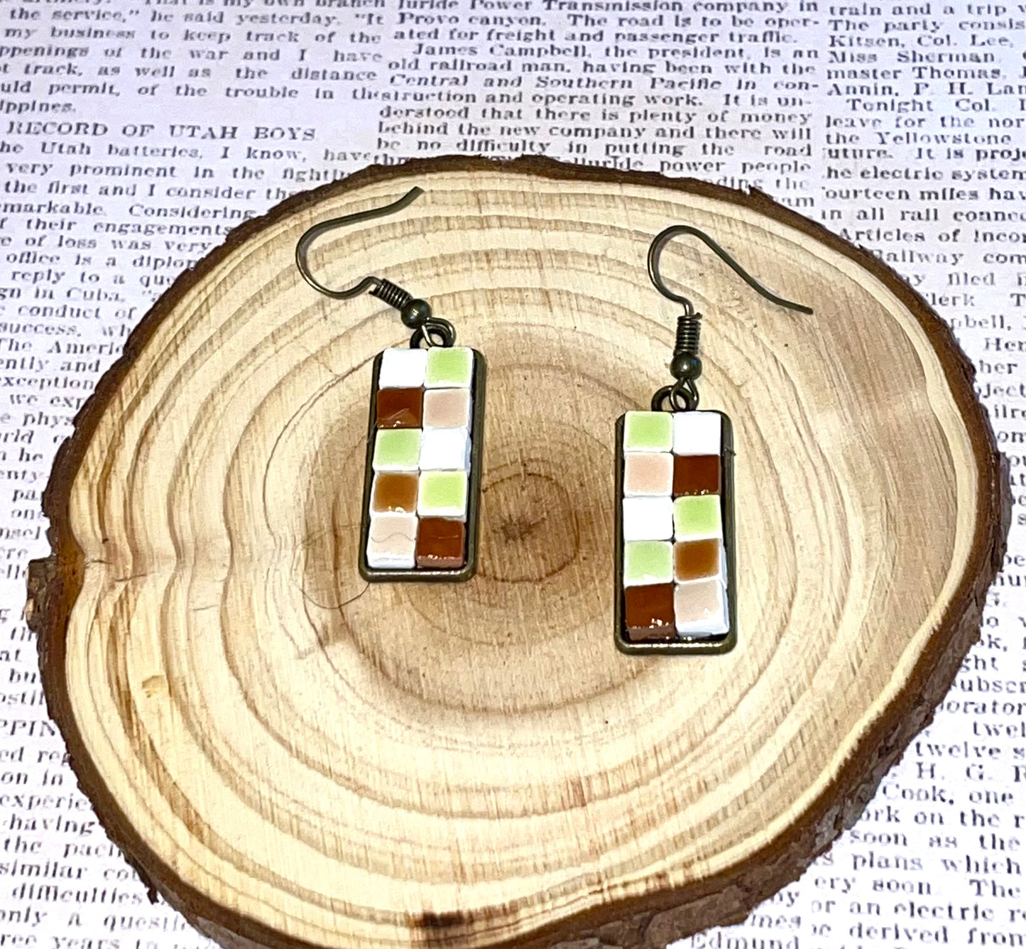 Lime Mix Mini Tile Earrings