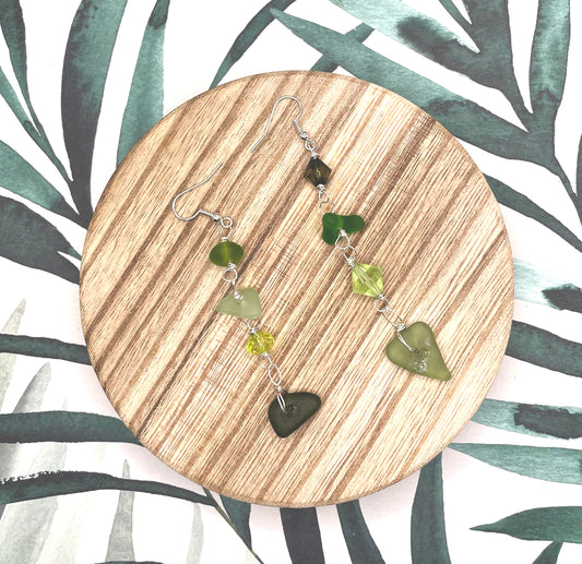 Olive Green Mixup Dangle Earrings