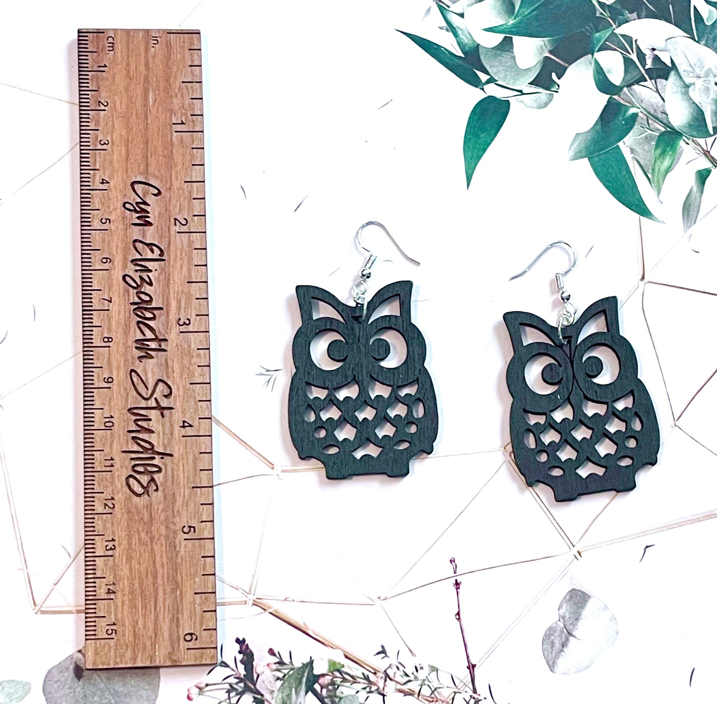 Owl Cutout Wood Earrings