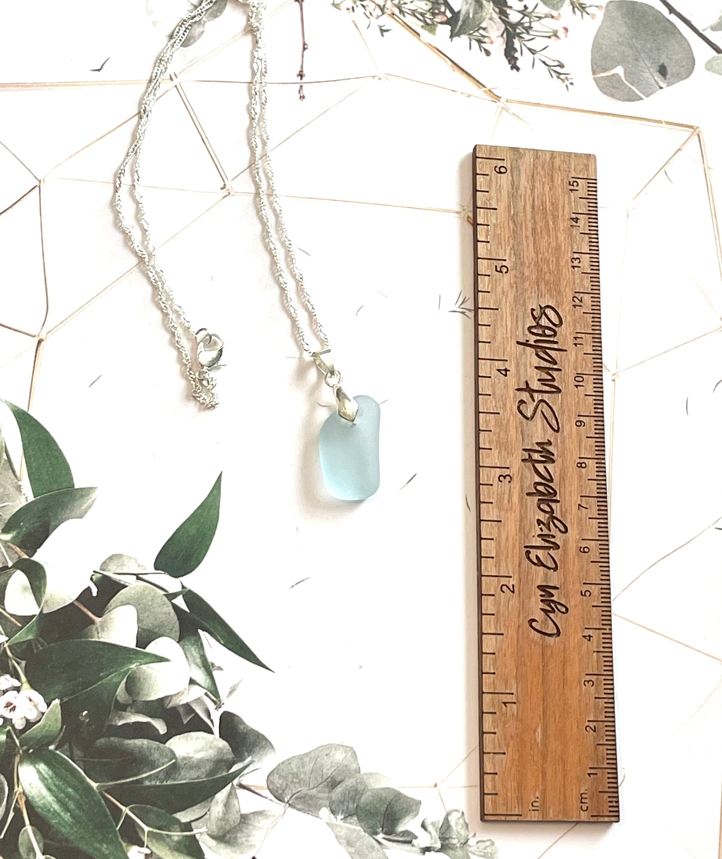 Pale Blue Sea Glass Pendant Necklace