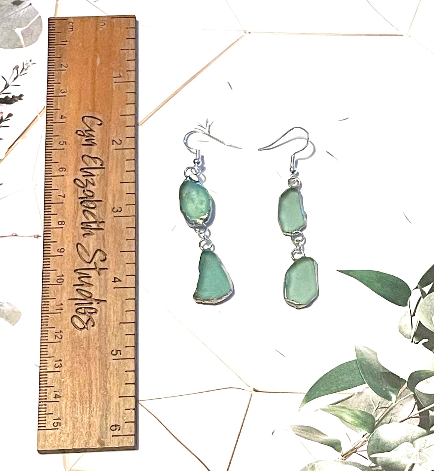 Aqua Sea Glass Duo Earrings