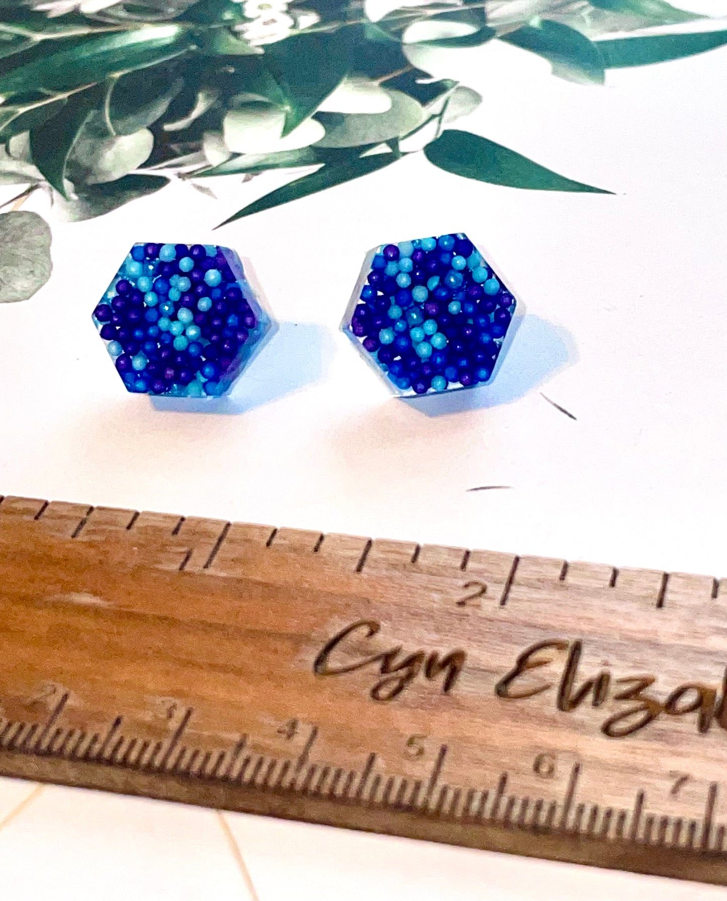 Hexagon Candy Sprinkle Stud Earrings