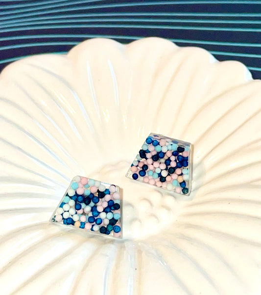 Trapezoid Candy Sprinkle Stud Earrings