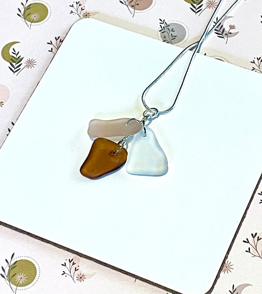 Pink and Brown Sea Glass Necklace
