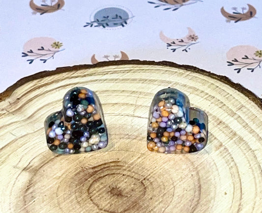 Heart Candy Sprinkles Stud Earrings