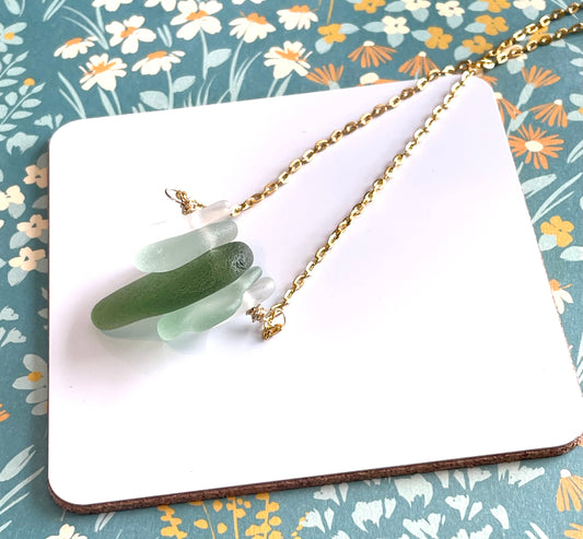 Green and Aqua Sea Glass Statement Necklace