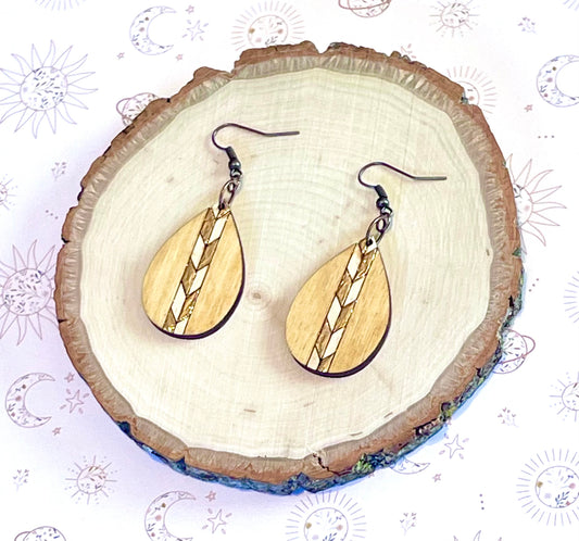 Wood Herringbone Earrings