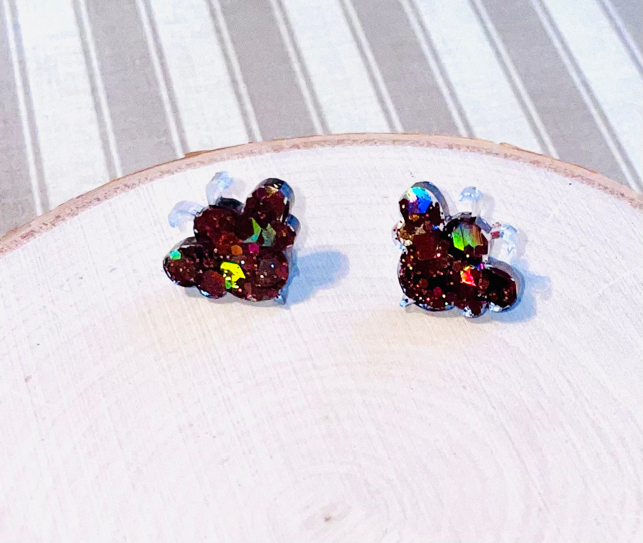 Bronze Bee Glitter Stud Earrings