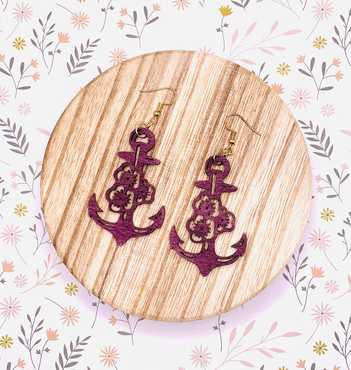 Anchor Wooden Earrings