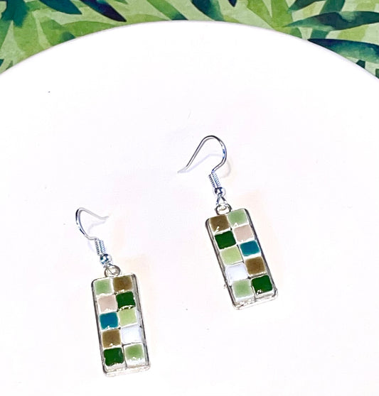 Jungle Green Mini Tile Earrings