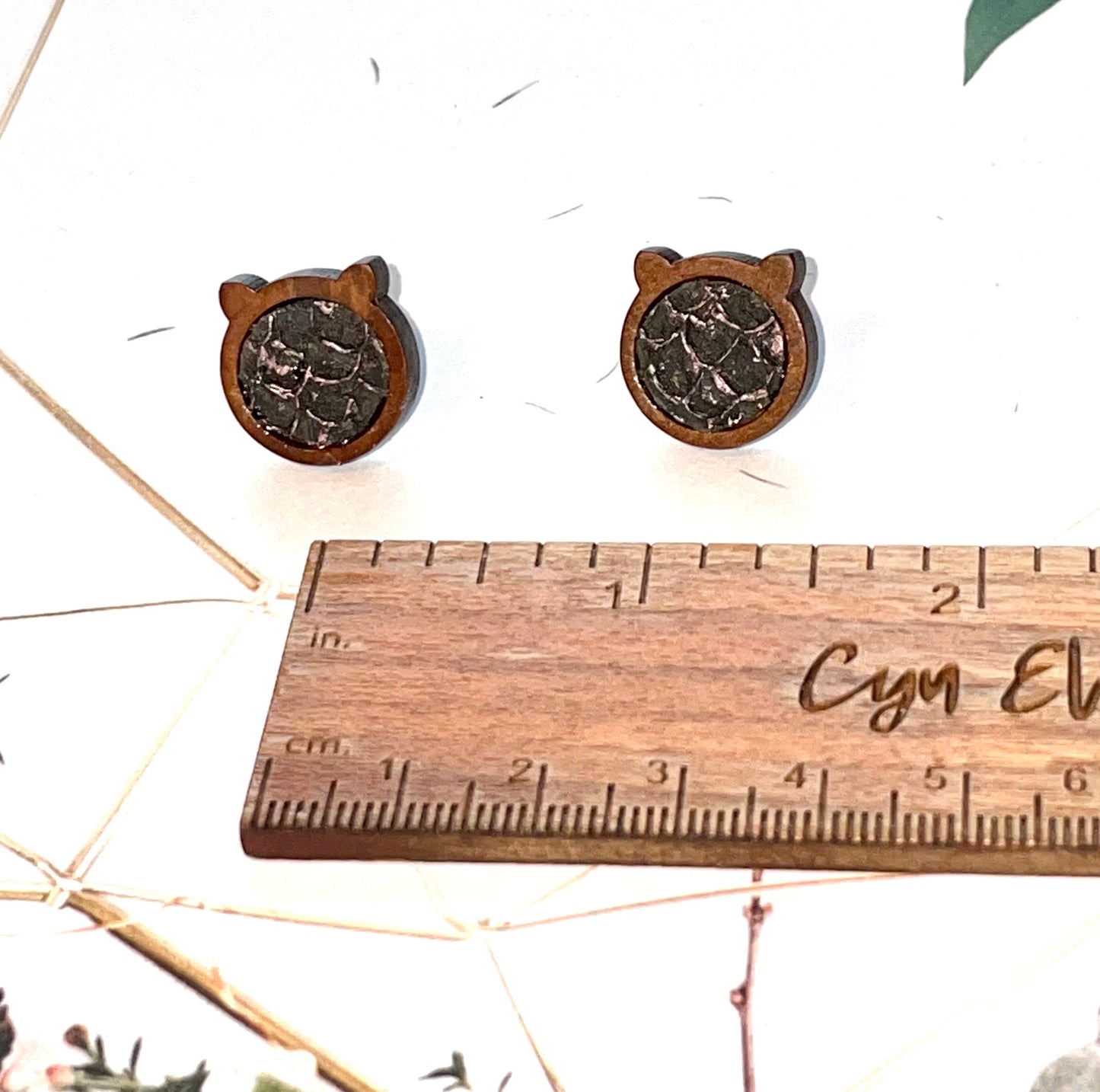 Bronze Bear Salmon Skin Earrings