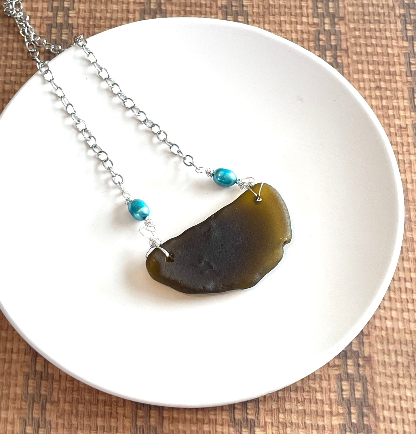 Large Sea Glass Pendant Necklace