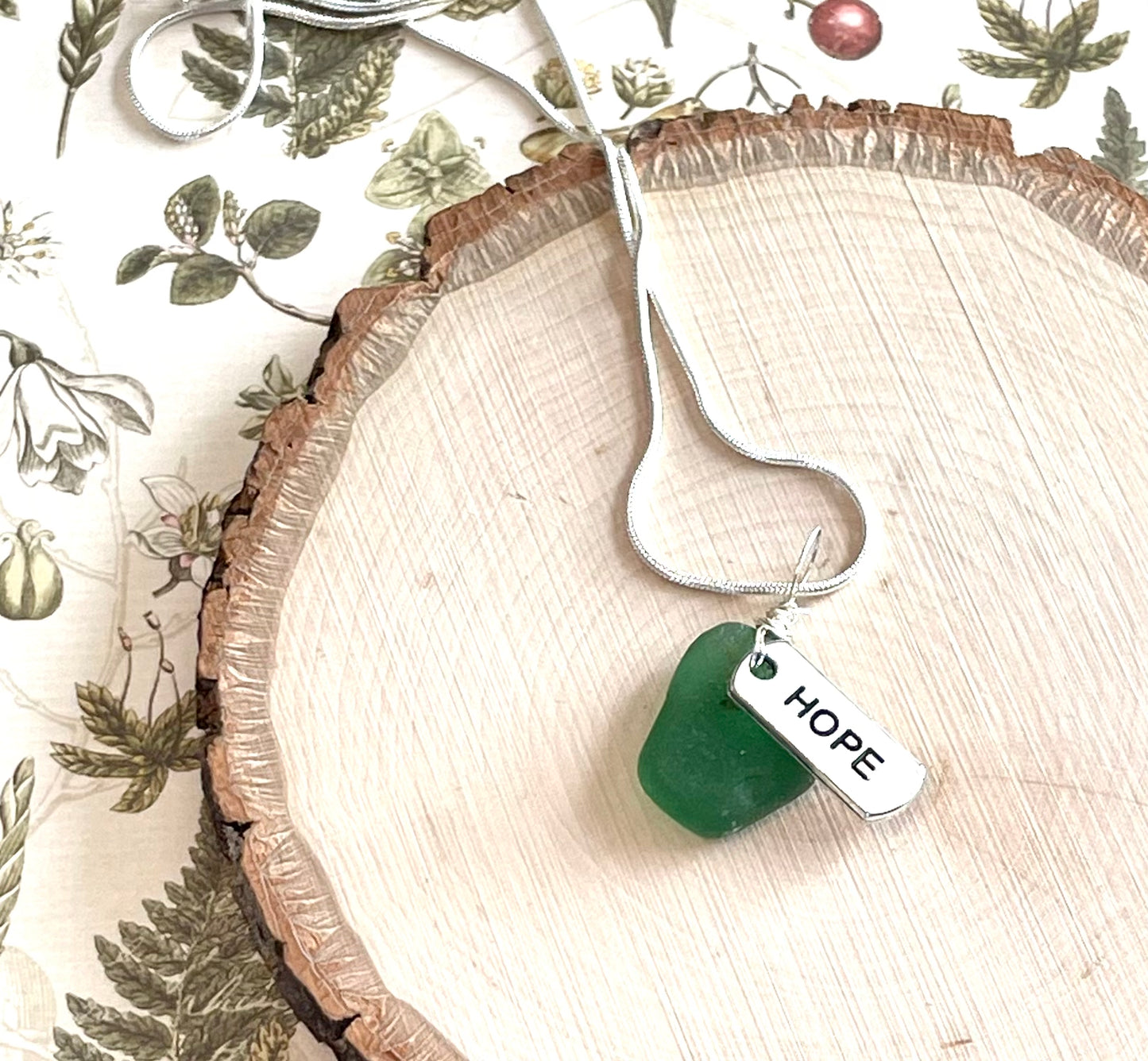 Hope Green Sea Glass Necklace