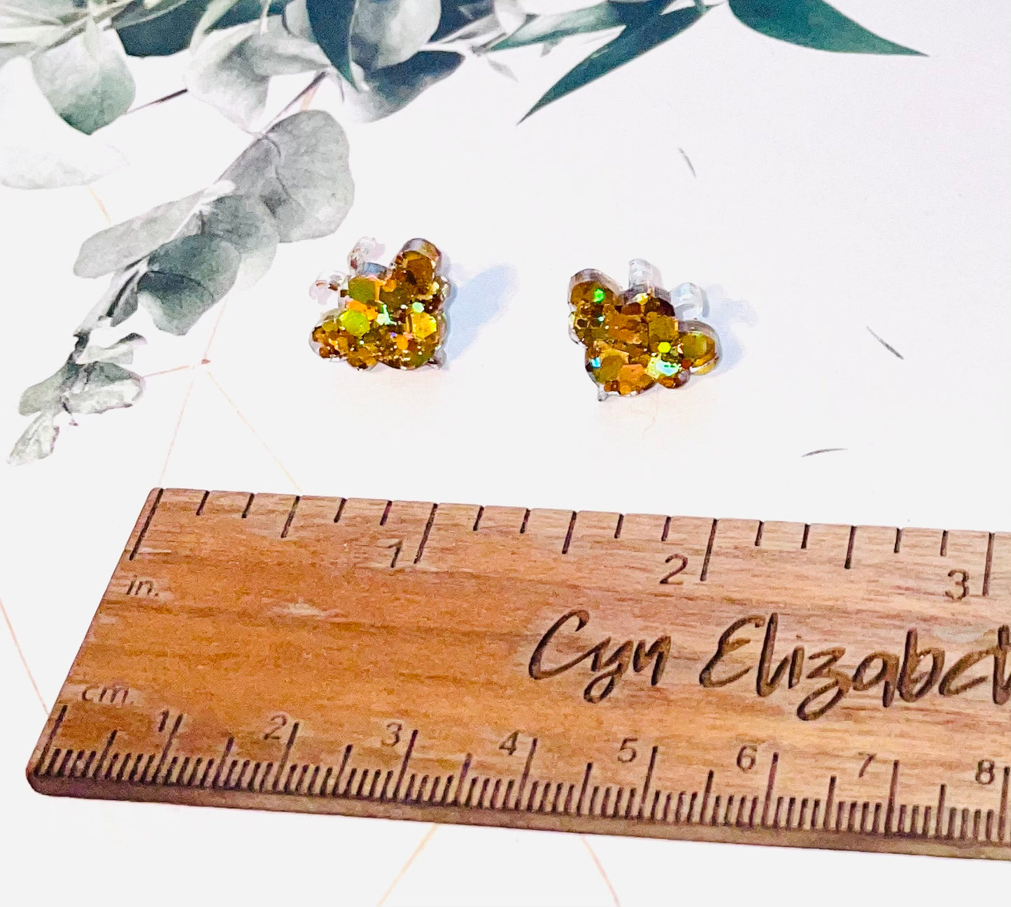 Gold Bee Glitter Stud Earrings