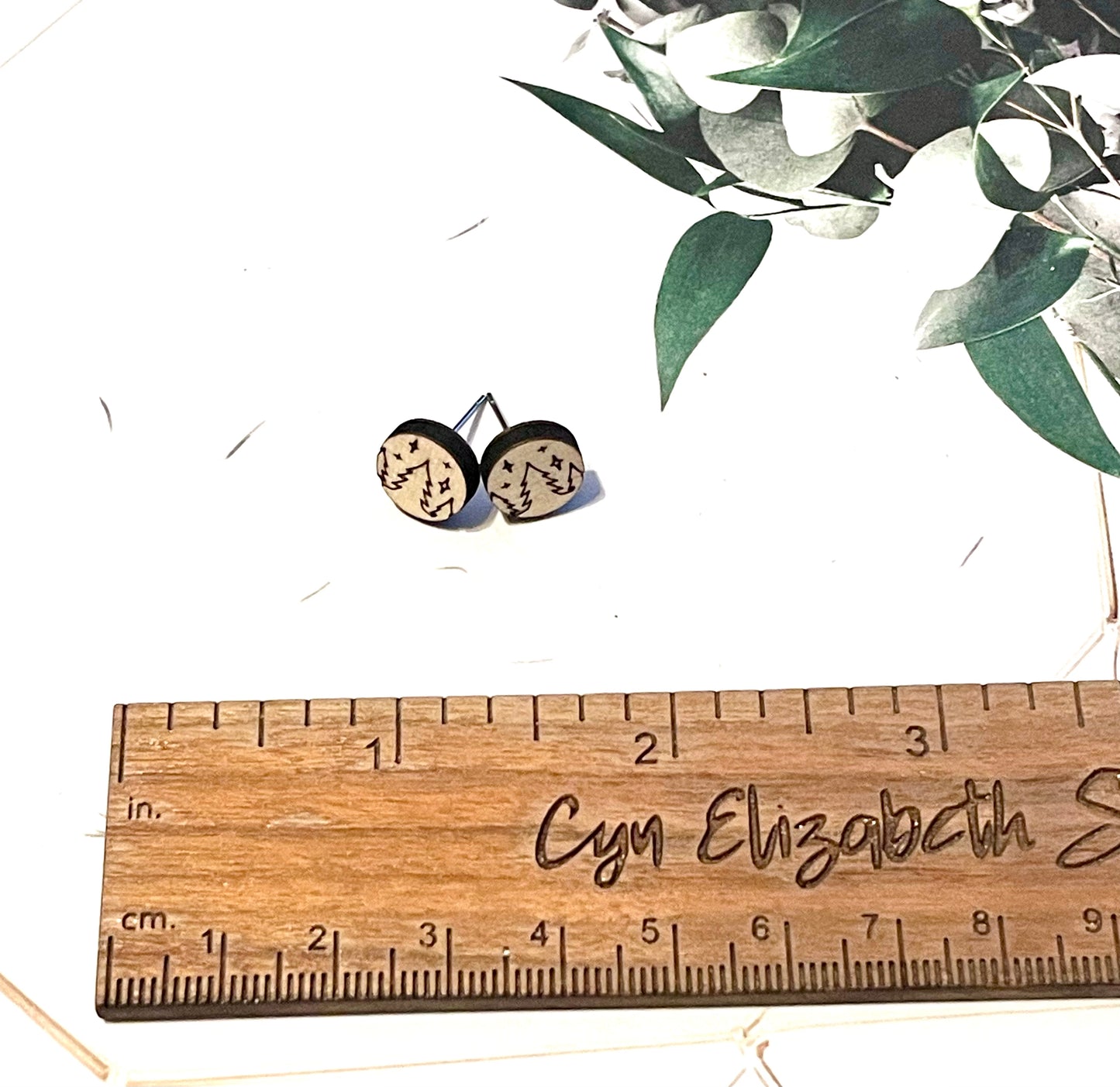 Pines Wood Stud Earrings