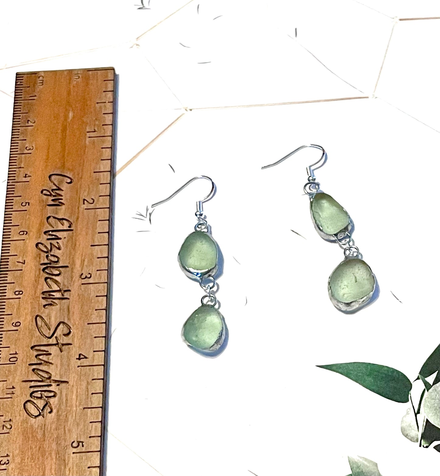 Aqua Sea Glass Duo Earrings