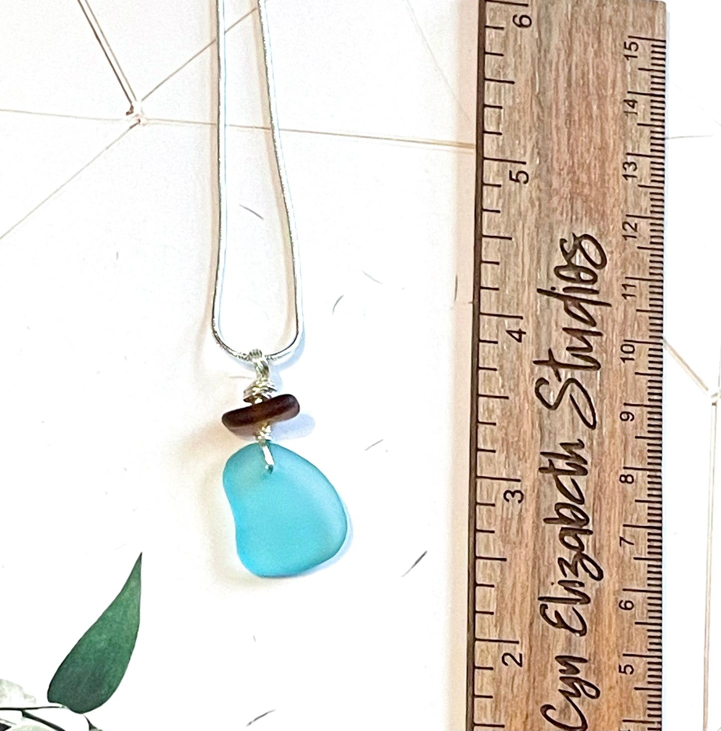 Aqua and Brown Sea Glass Necklace