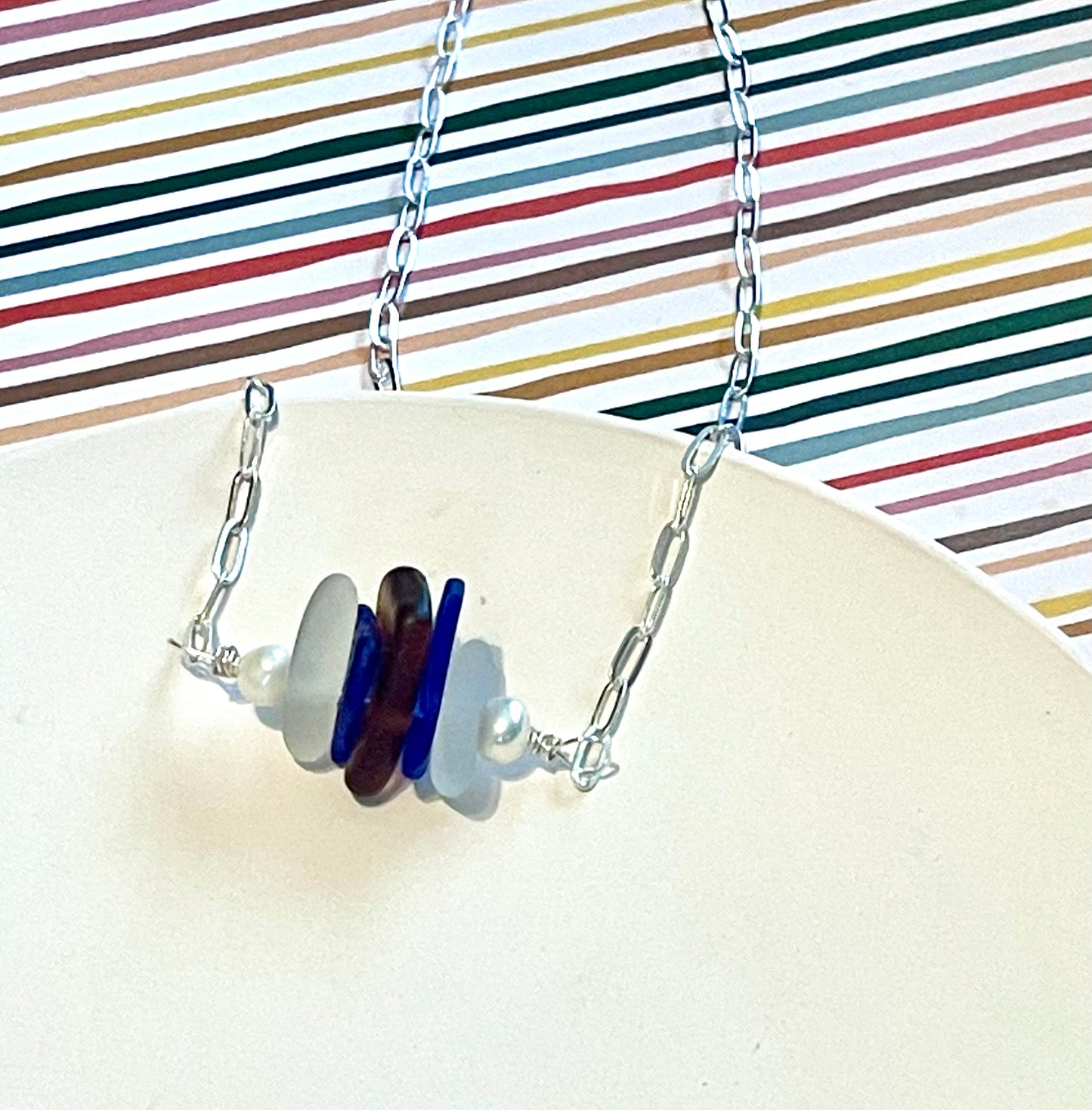 Blue and Brown Mini Bar Necklace