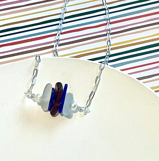 Blue and Brown Mini Bar Necklace