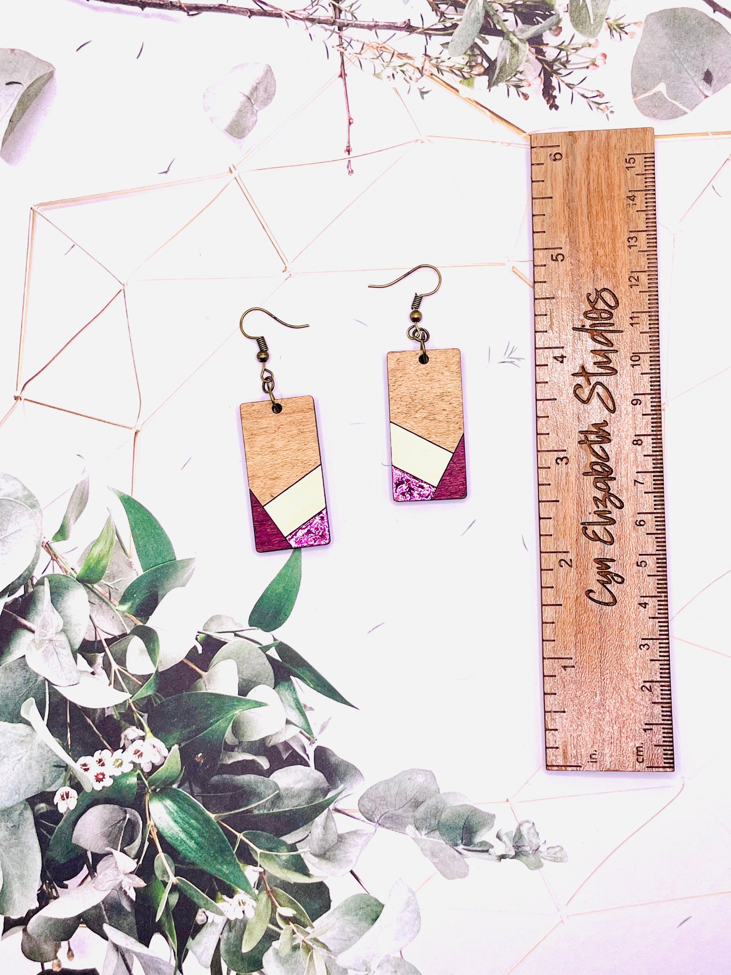 Pink Wooden Earrings