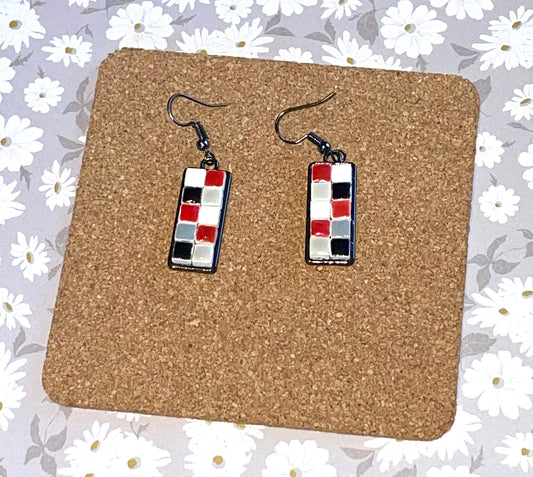 Red and Black Mini Tile Earrings
