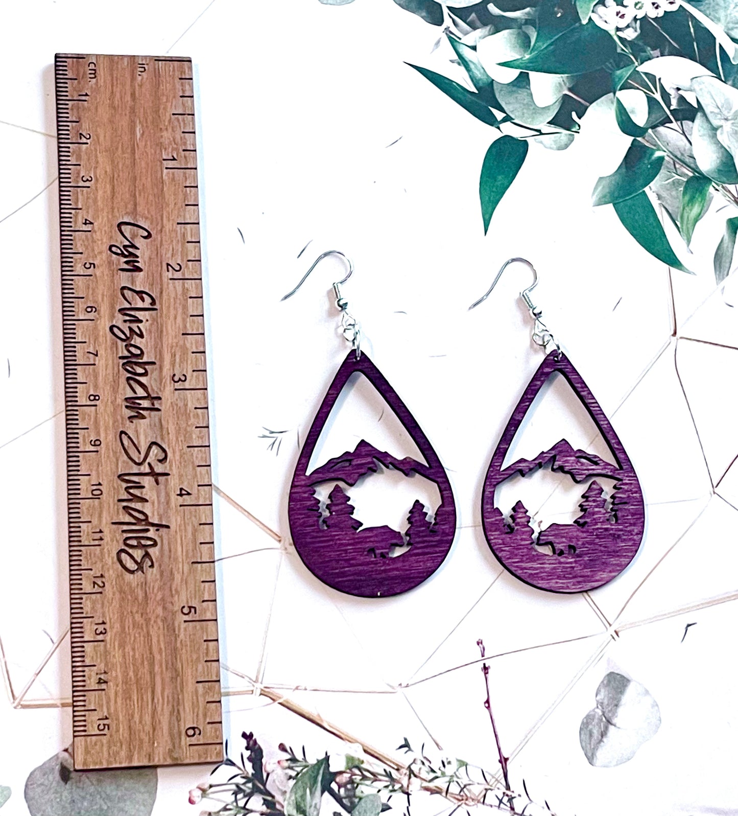 Mountain Cutout Wood Earrings