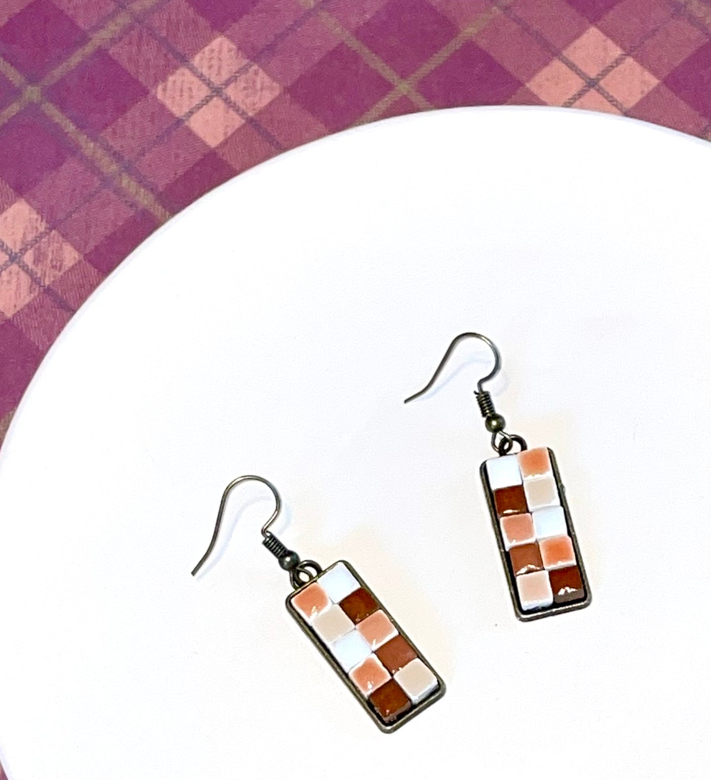 Neutral Mini Tile Earrings