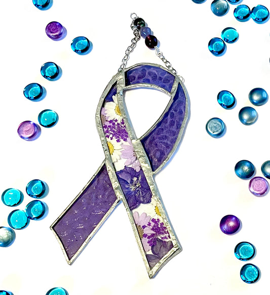 Purple Stained Glass Awareness Ribbon