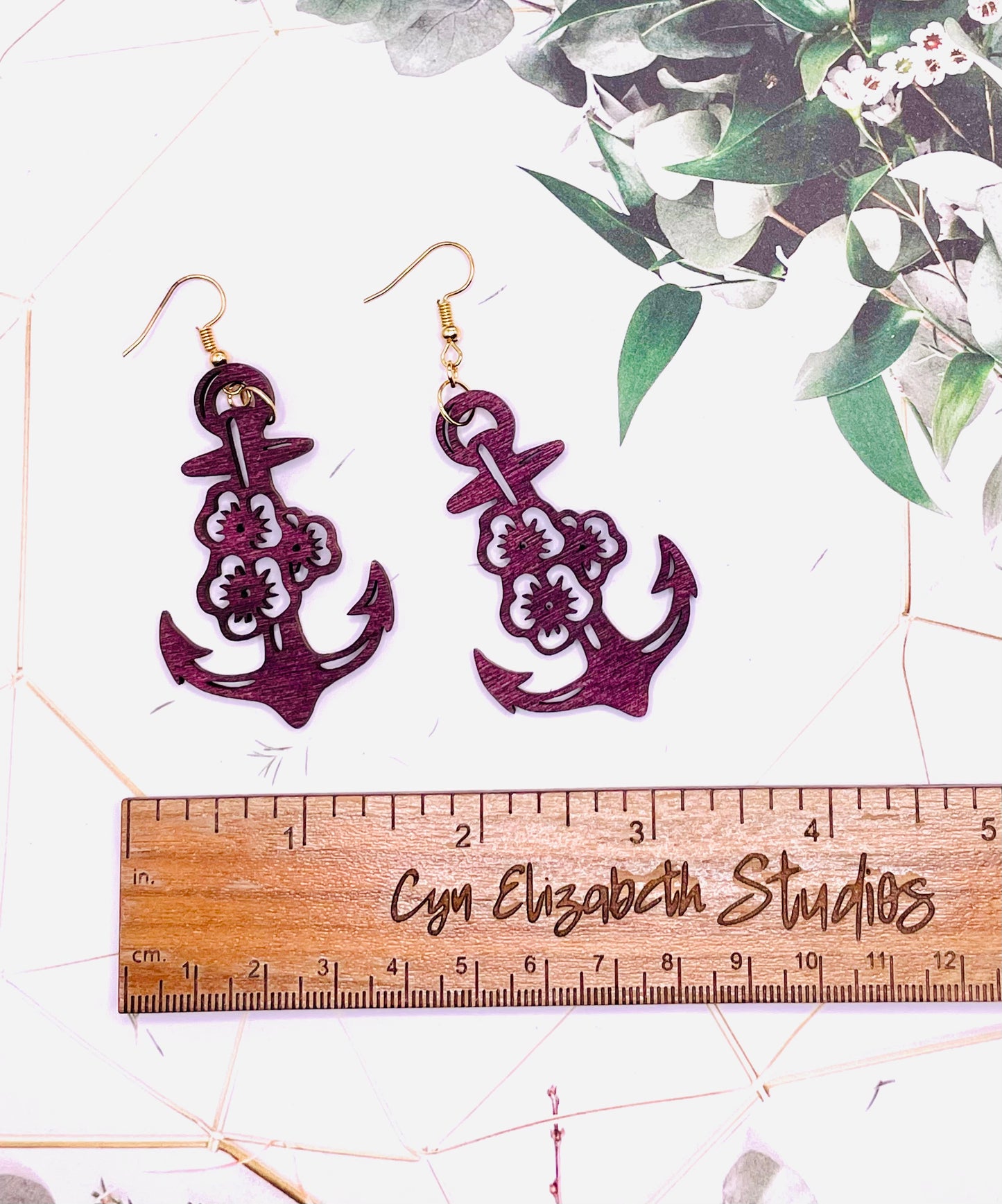 Anchor Wooden Earrings