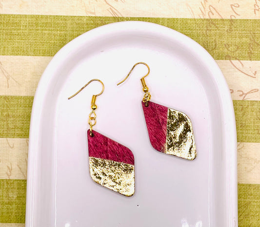 Gold Leaf Wooden Earrings