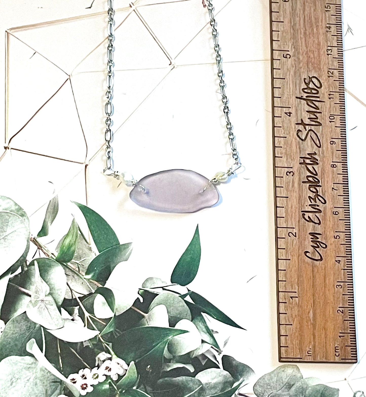 Lavender Sea Glass and Pearl Necklace