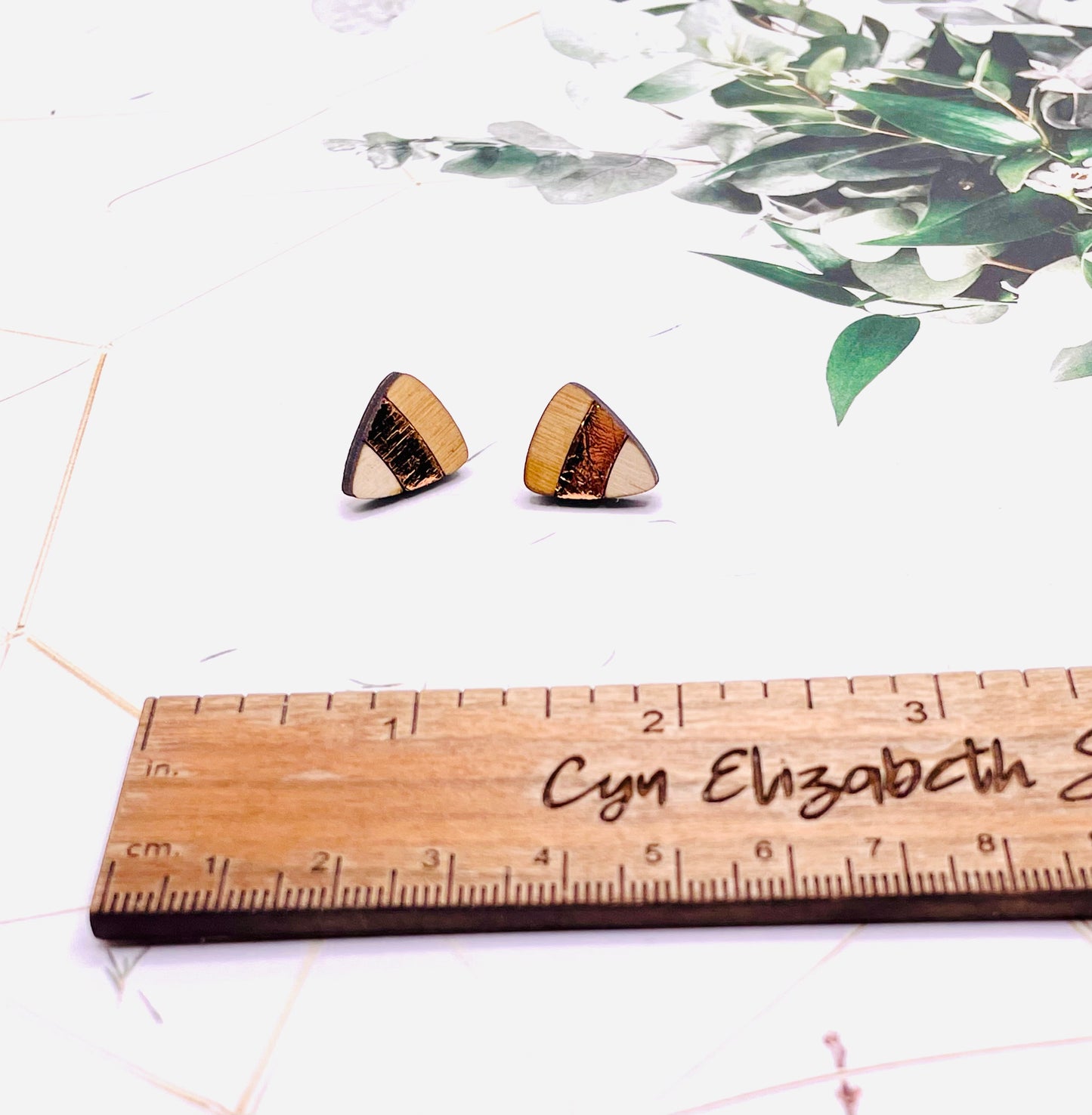 Candy Corn Wood Stud Earrings