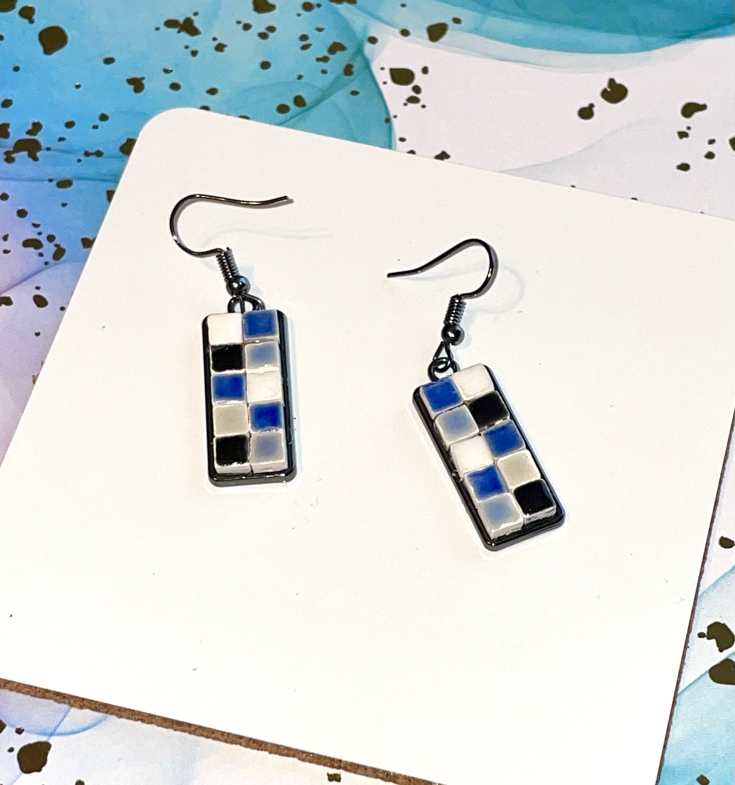 Midnight Mini Tile Earrings