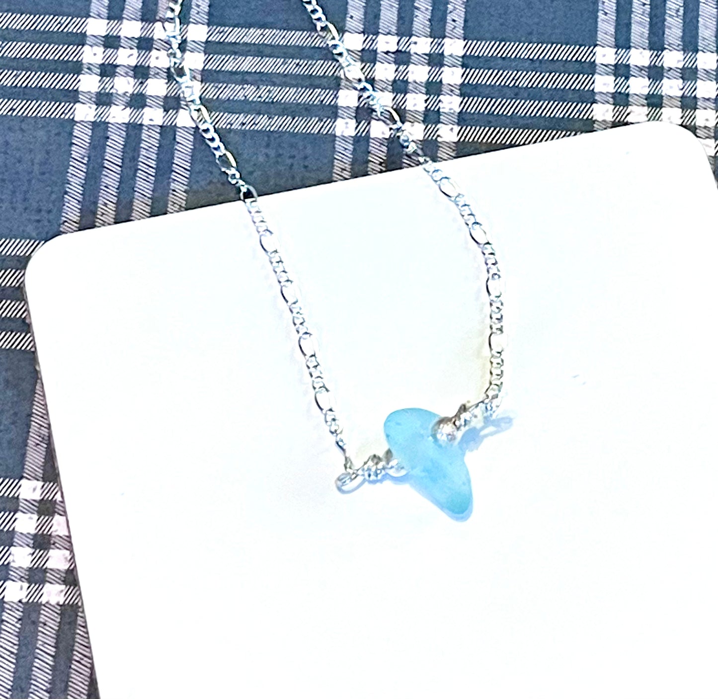 Bright Blue Sea Glass Necklace