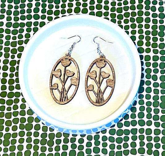 Floral Cutout Wood Earrings