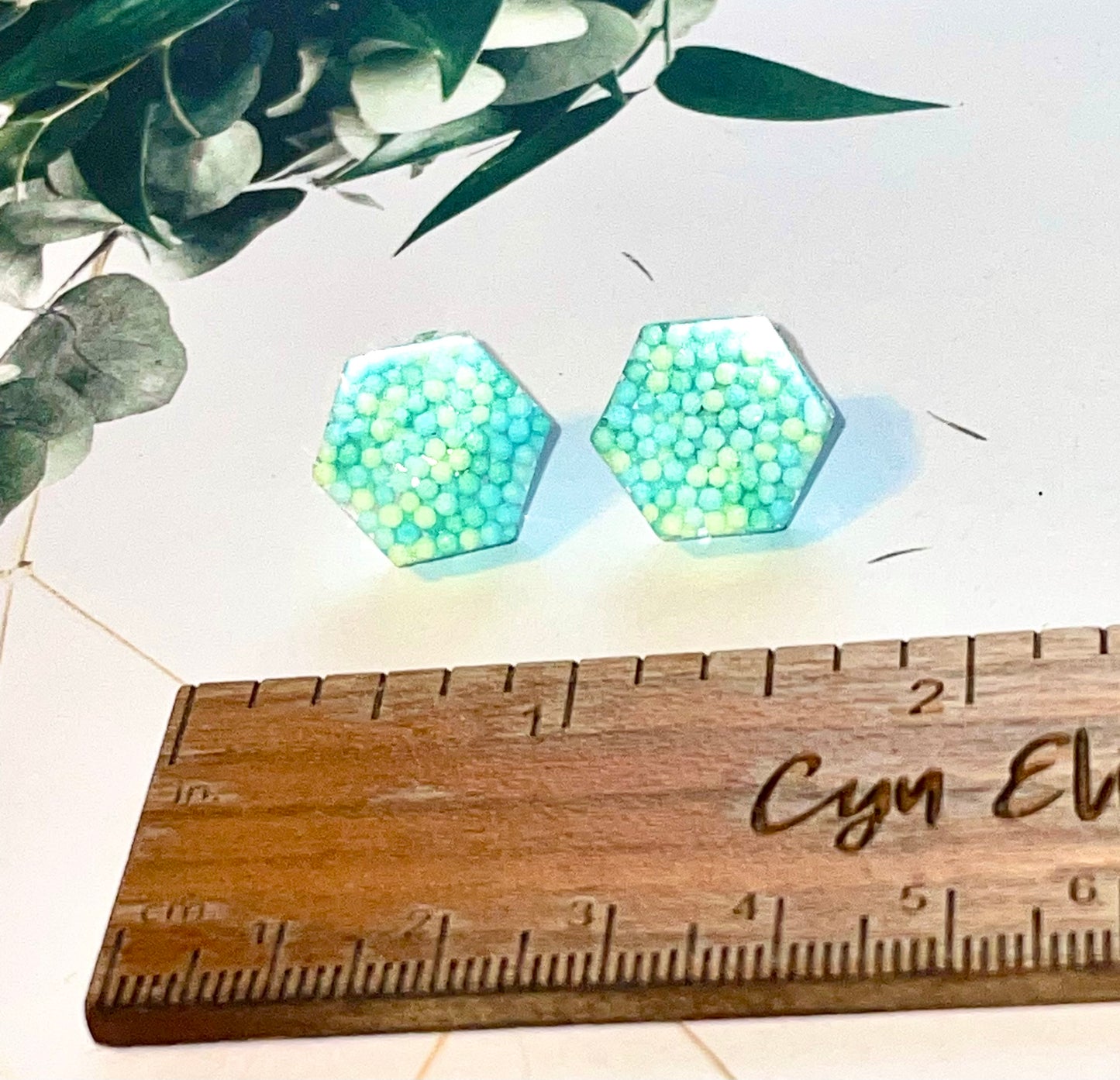 Hexagon Candy Sprinkle Stud Earrings